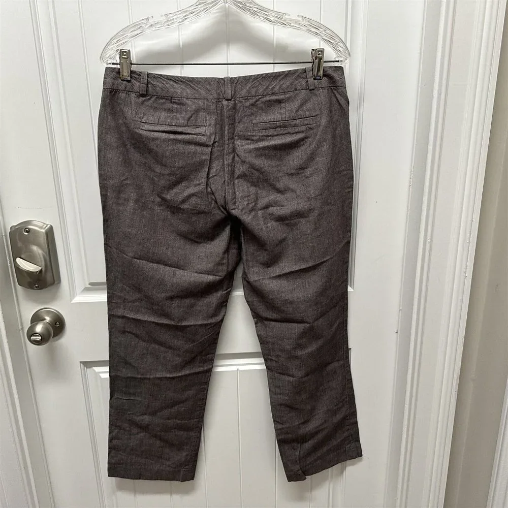 Banana Republic Ryan Fit Linen Cotton Crops Gray Brown Size 8